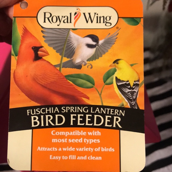 Fuschia Metal Lantern Bird Feeder - Picture 2 of 10